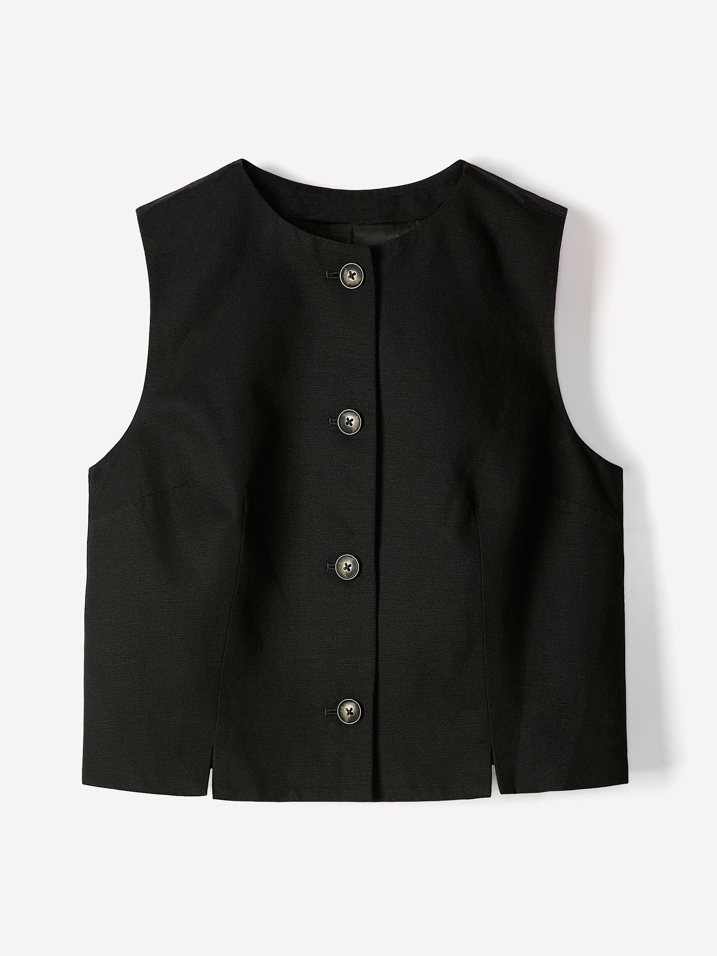 Woven Linen Viscose Sleeveless Waistcoat