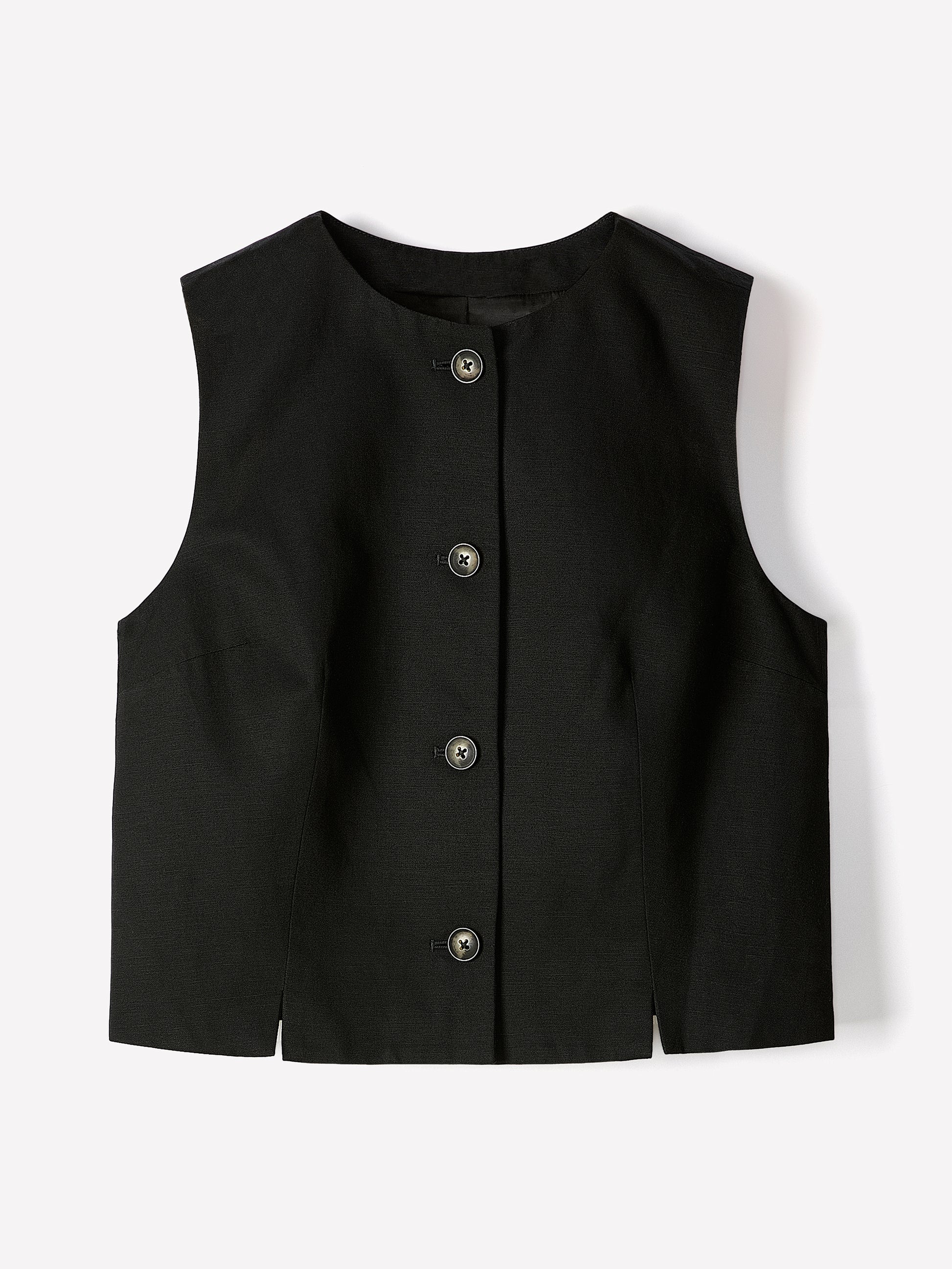 Woven Linen Viscose Sleeveless Waistcoat