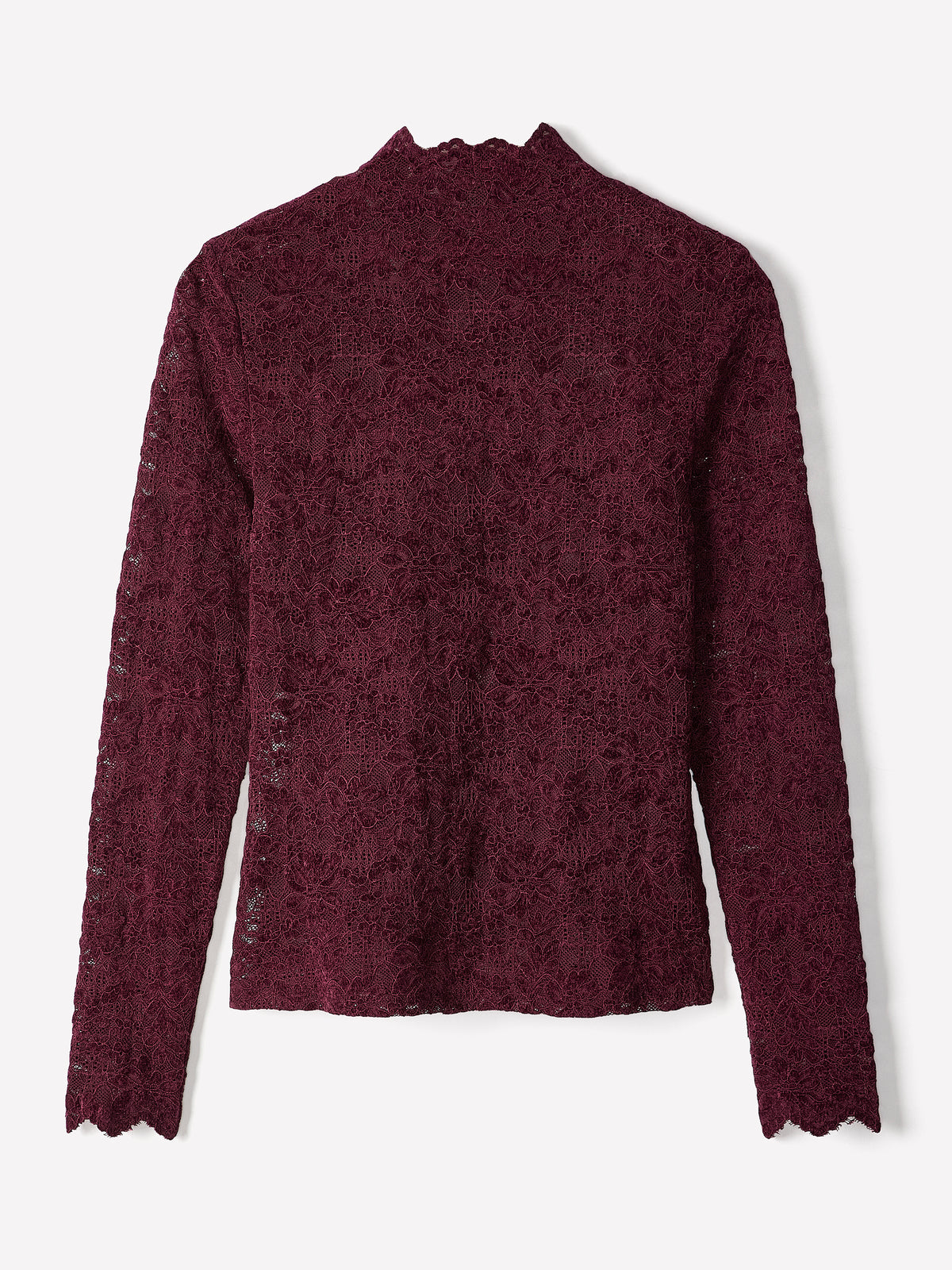 Long-Sleeve Mock-Neck Lace Top