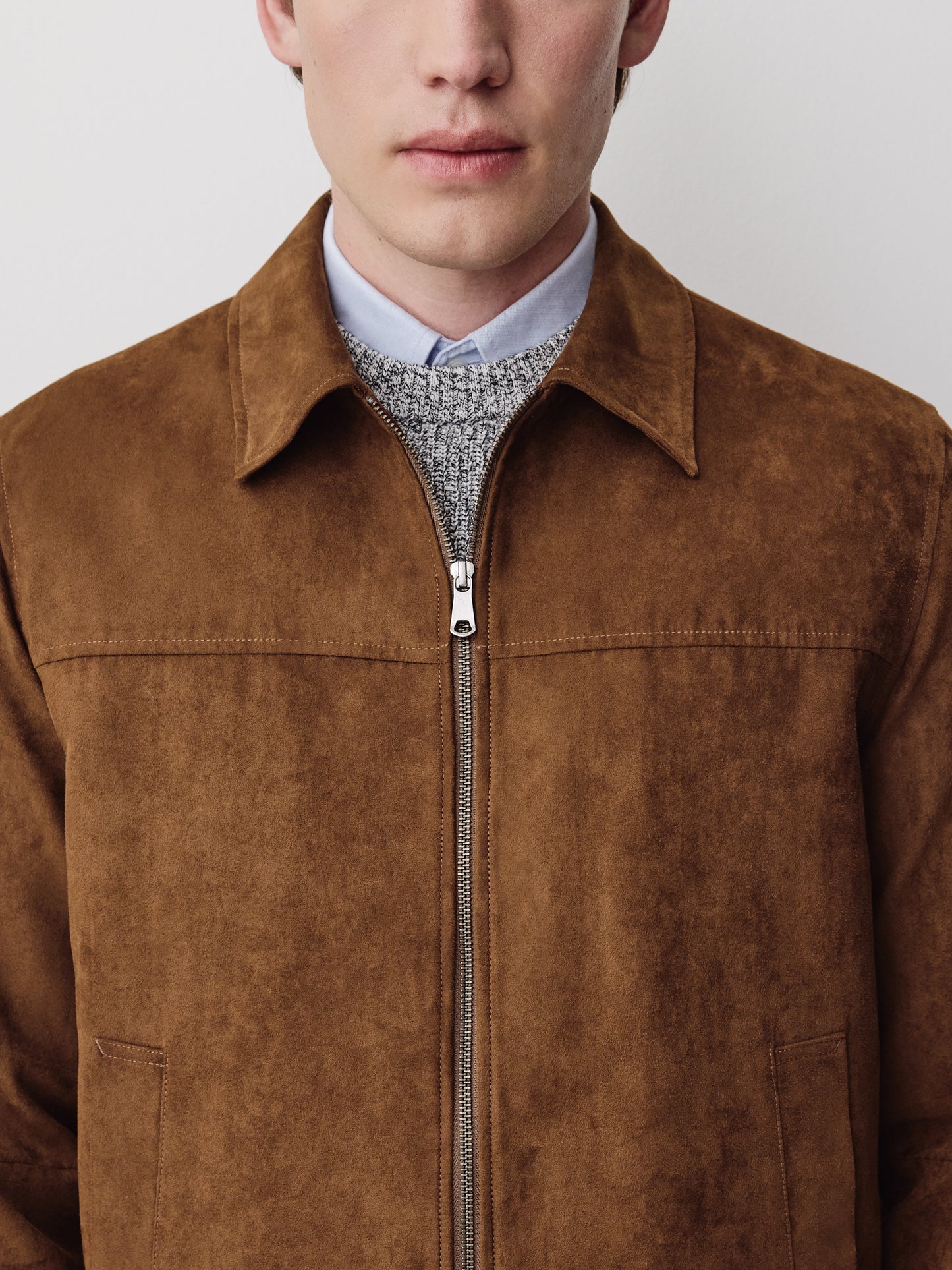 Woven Mens Jacket Faux Suede 100% Polyester
