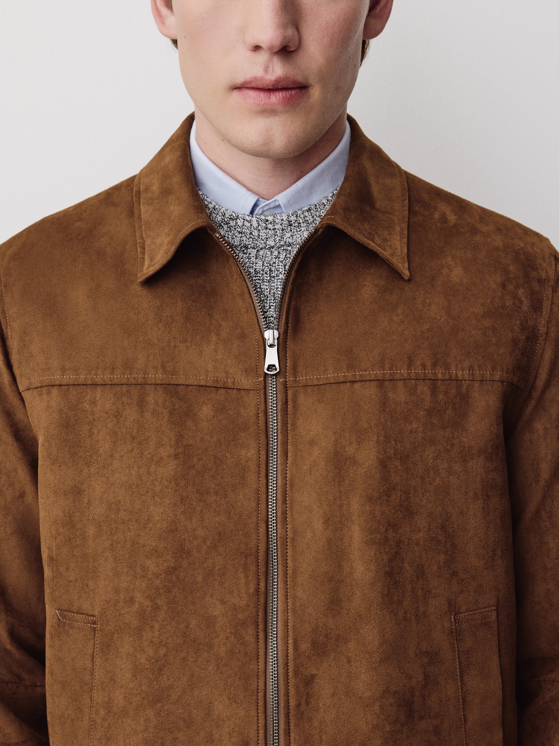 Woven Mens Jacket Faux Suede 100% Polyester