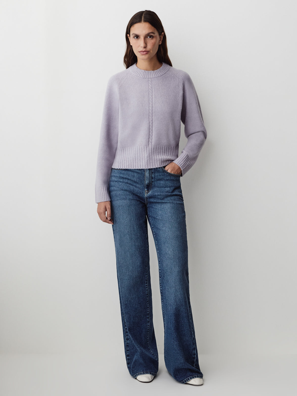 Long-Sleeve Crew-Neck Spongy Pullover
