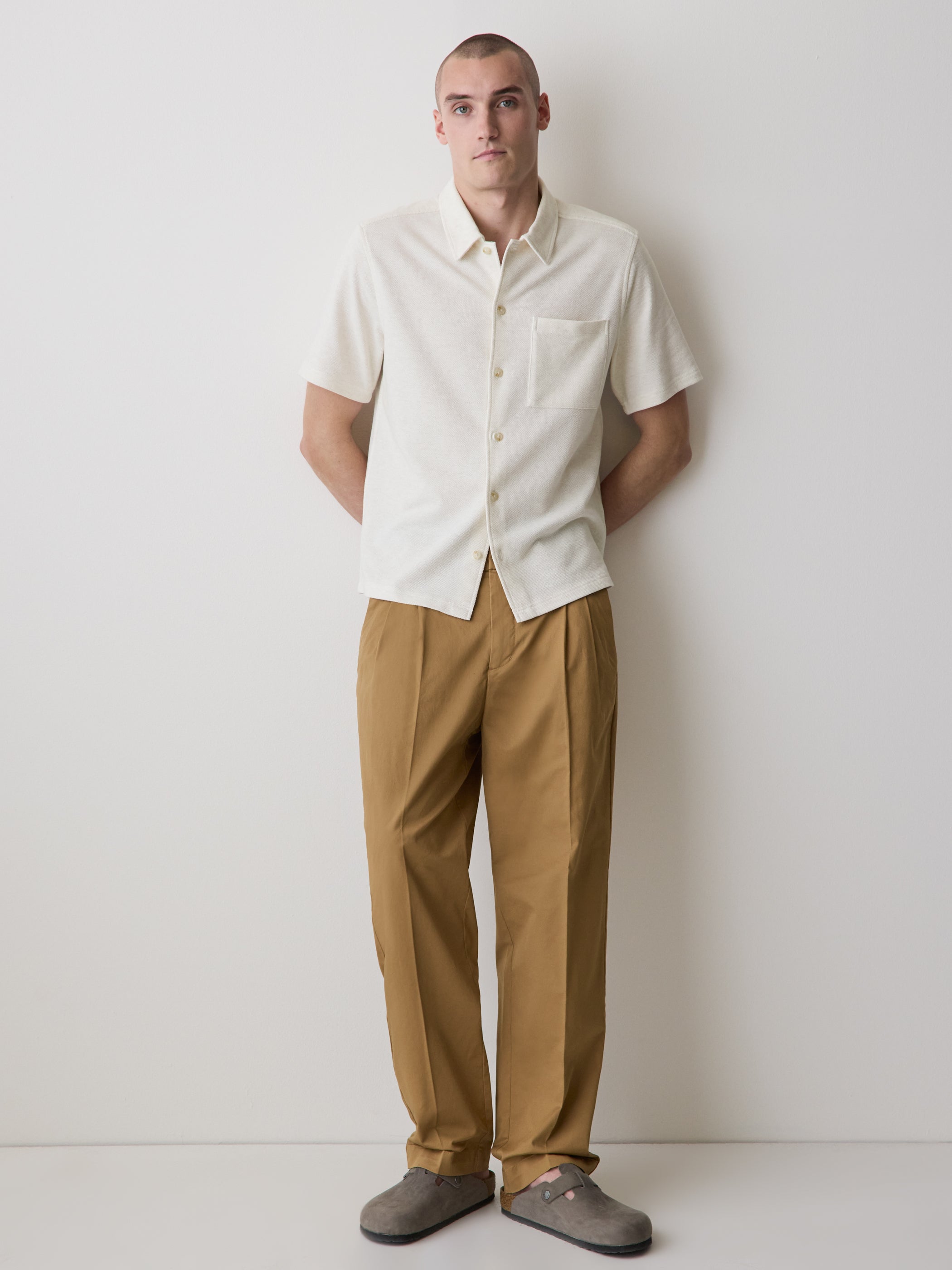 Men's Knit Short Sleeve Shirt Cotton Blend