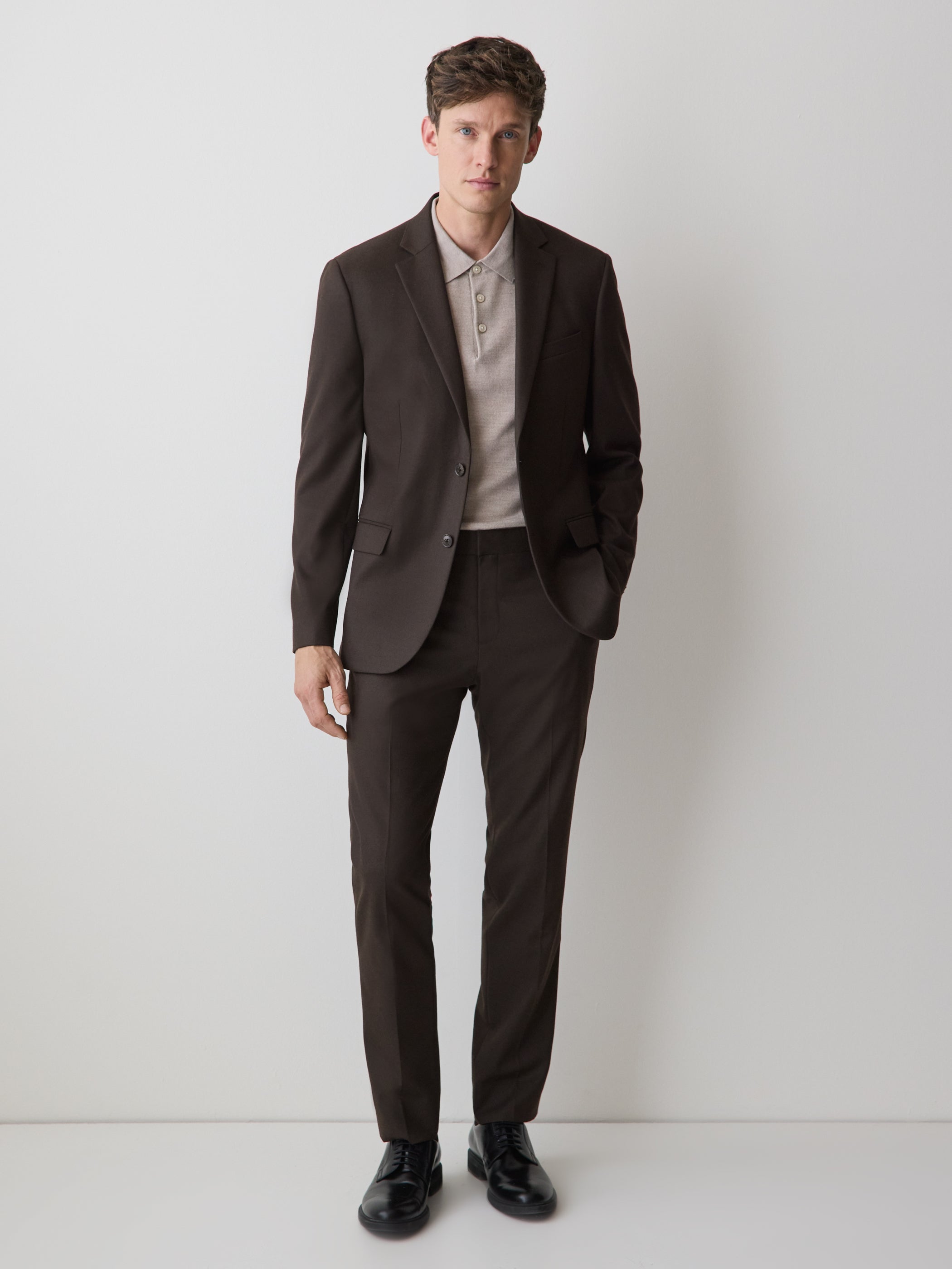 Slim Fit Dark Brown Brushed Twill Pant