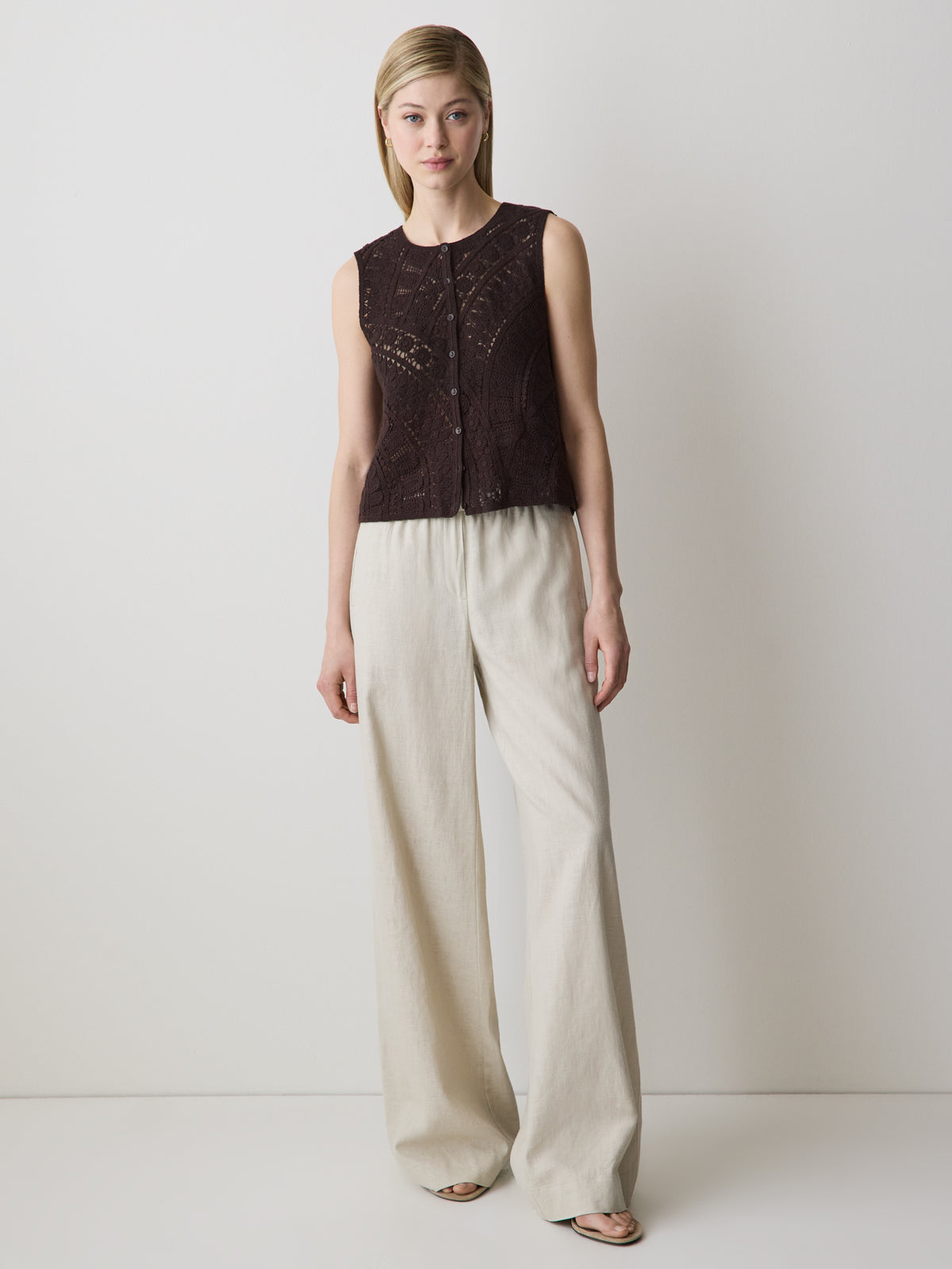 Buttoned-Down Crochet Tank Top