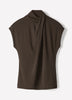 Extended-Sleeve Top with Crossover Draped Mock Neckline