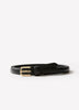 Slim Leather Belt with Square Buckle