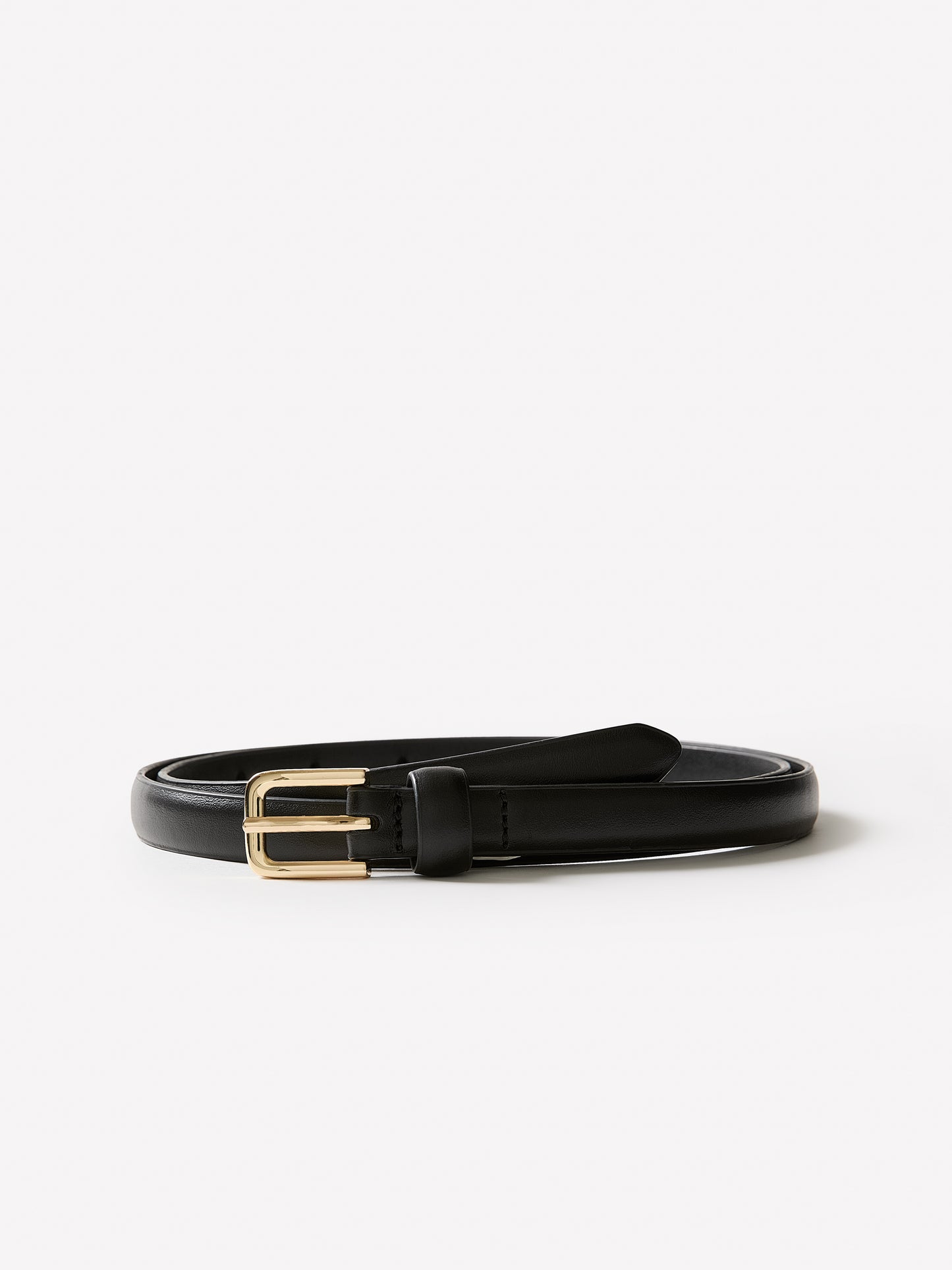 Slim Leather Belt with Square Buckle