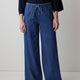 Wide-Leg Denim Pants with Elastic Waistband