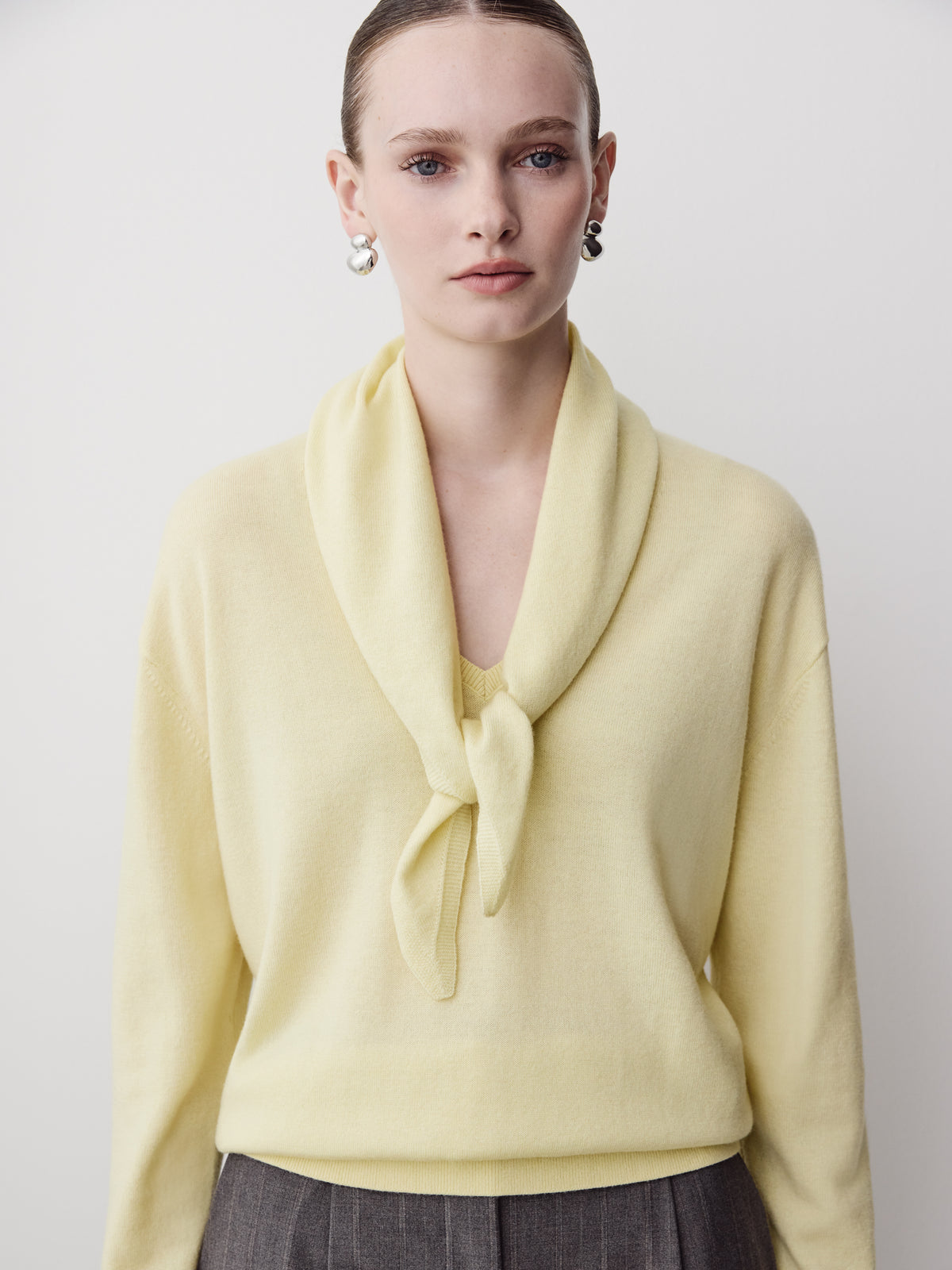 Knit Scarf Mercerized Merino Wool Triangle Neckerchief