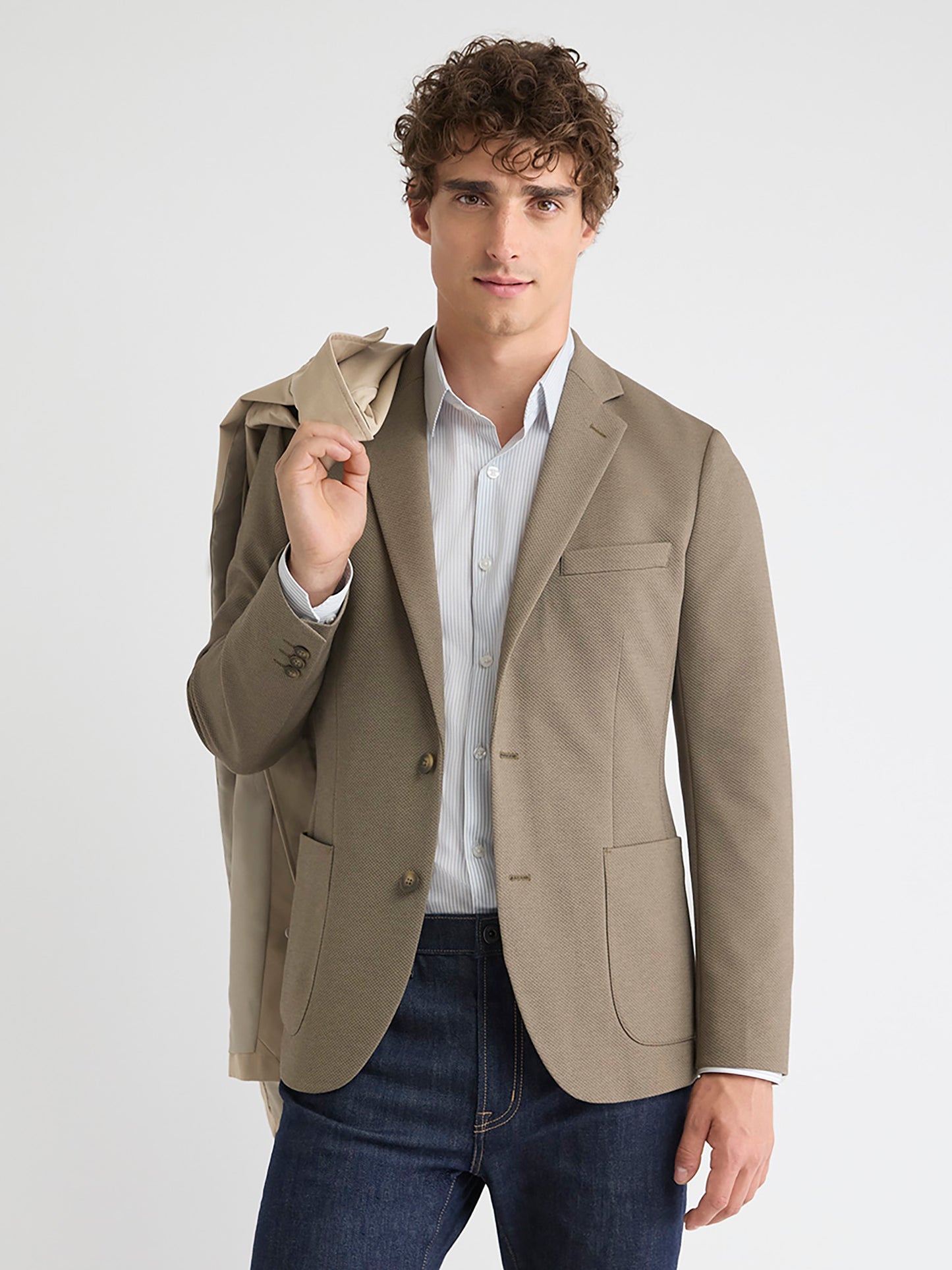 Slim-Fit Textured Knit Blazer