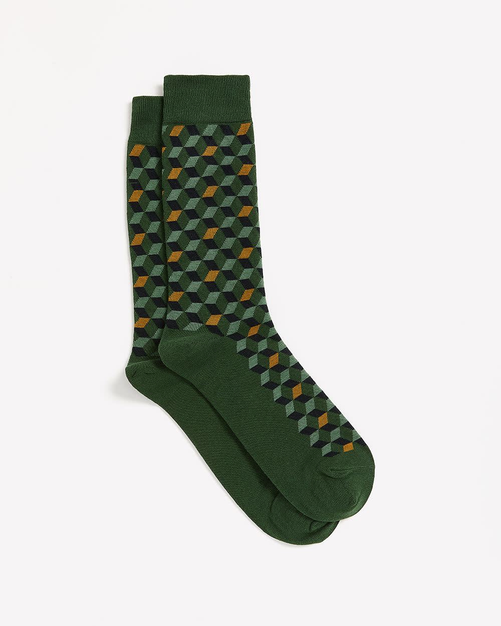 Socks with Square Geometric Pattern
