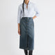 Midi Medium-Wash Flare Denim Skirt