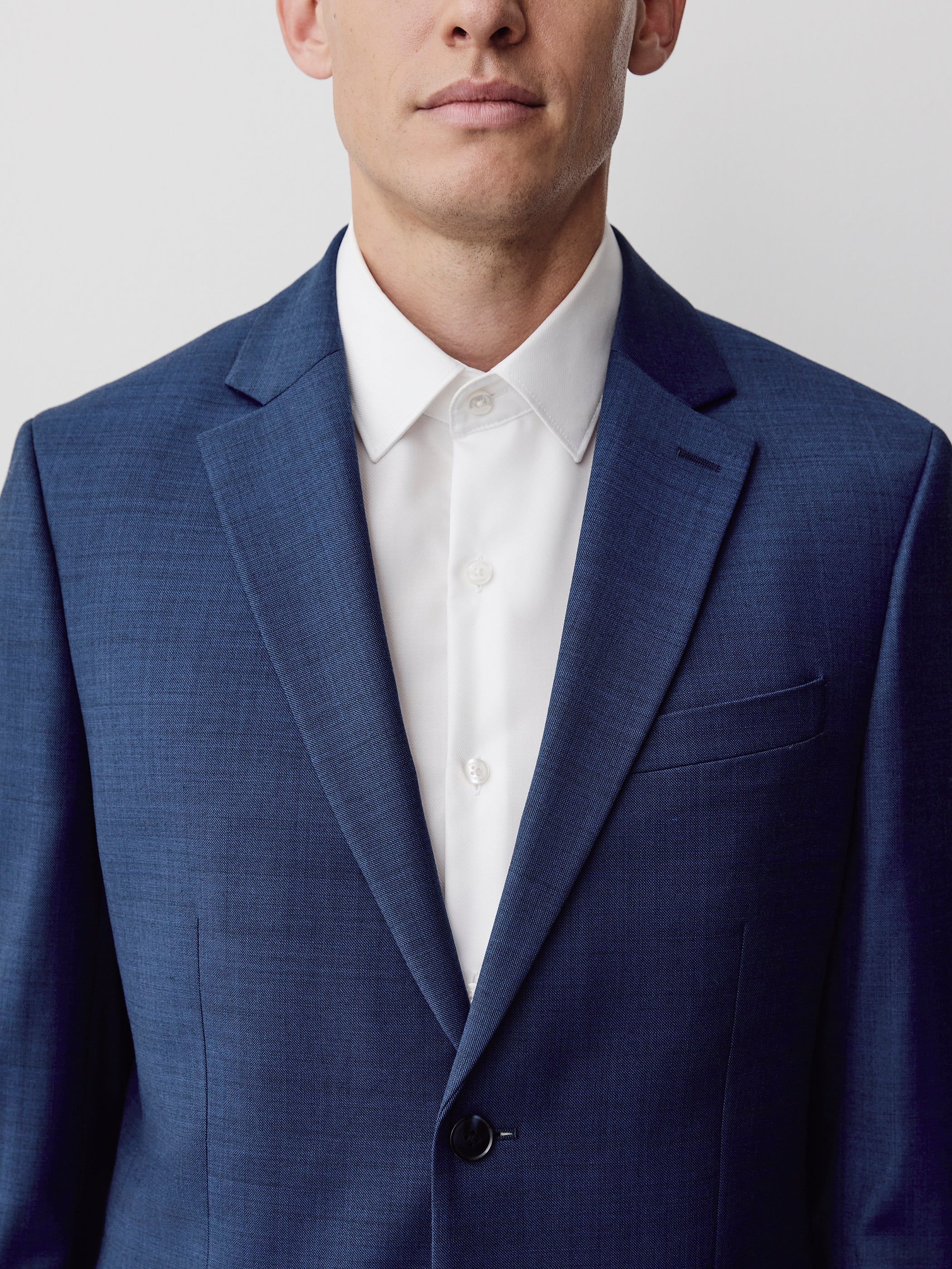 Blue Slim Fit Wool Suit Blazer