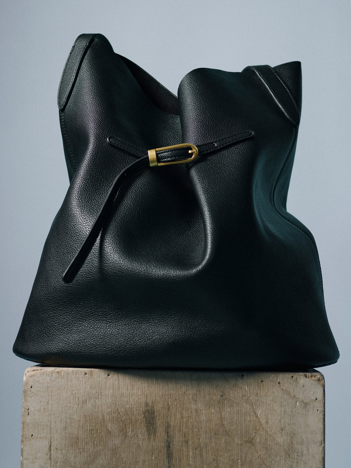 Belted Faux Leather Tote Bag