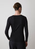Long-Sleeve Henley Ribbed Top