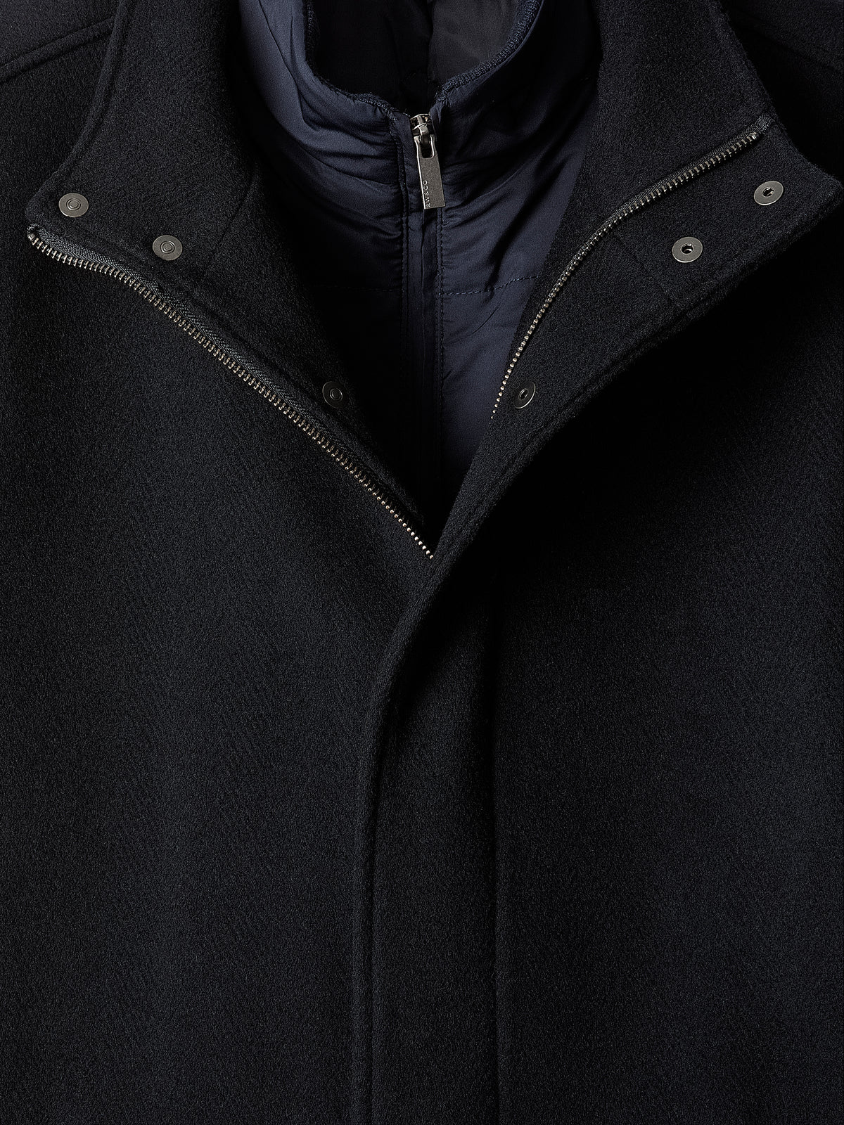Wool Blend Funnel Topcoat for Men