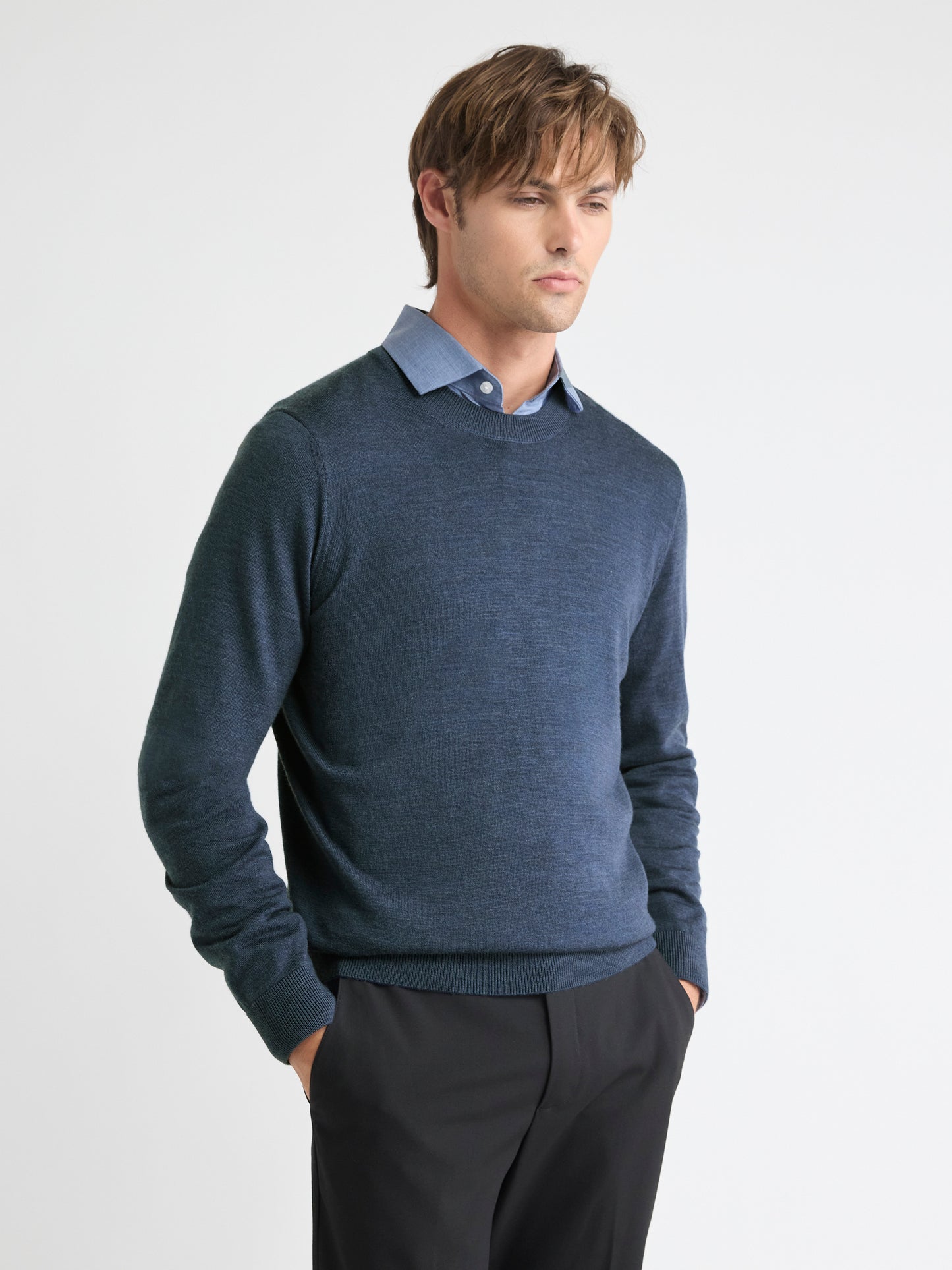 Pull à Col Rond en Laine Mérinos