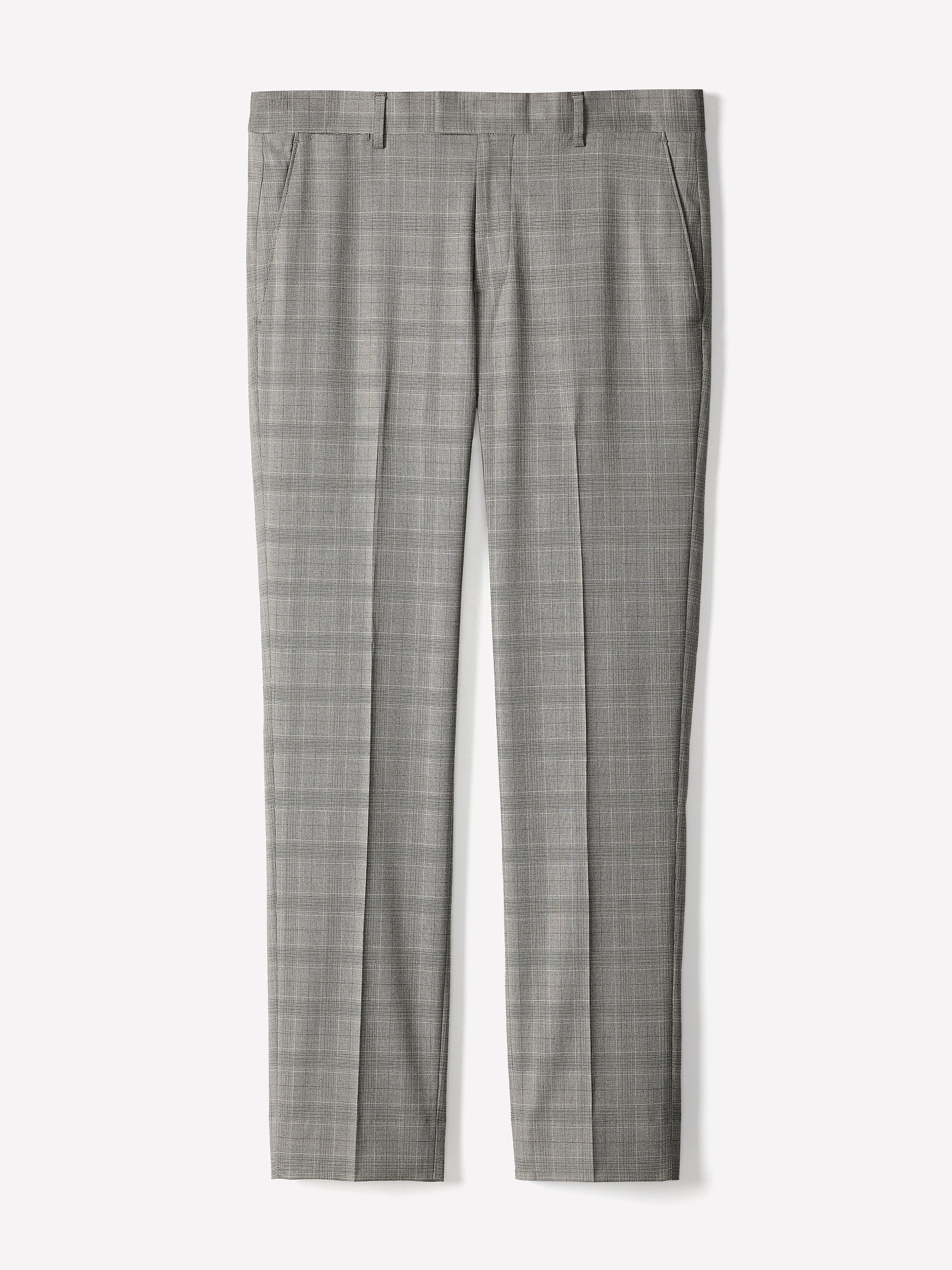 Slim-Fit Checkered Grey Suit Pant