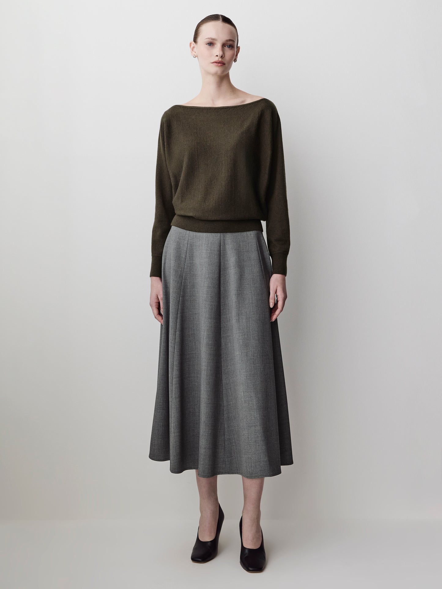 Off Shoulder Knit Sweater 100% Merino Wool