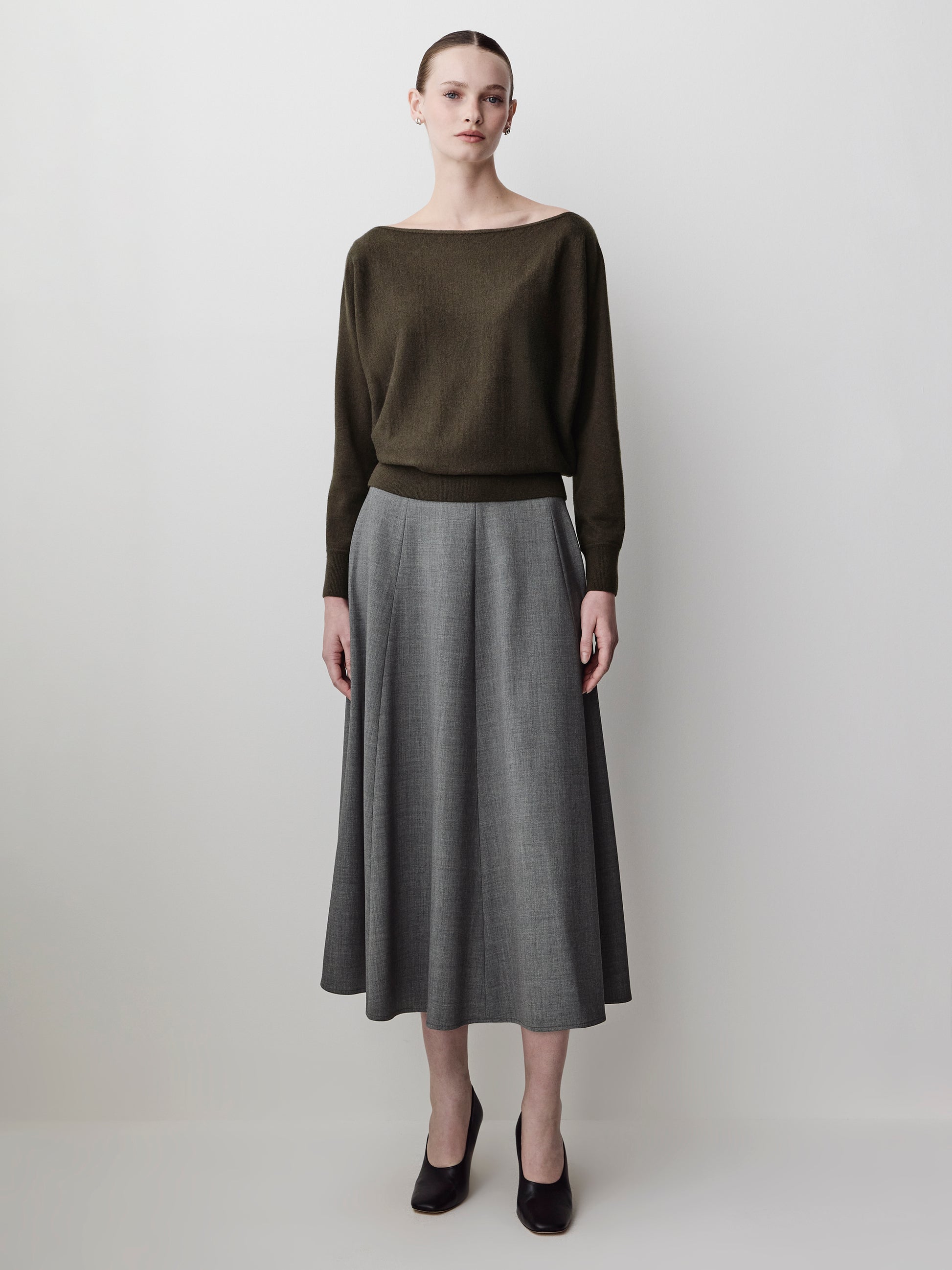Off Shoulder Knit Sweater 100% Merino Wool