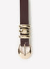 Slim Leather Belt with Sculptural Buckle