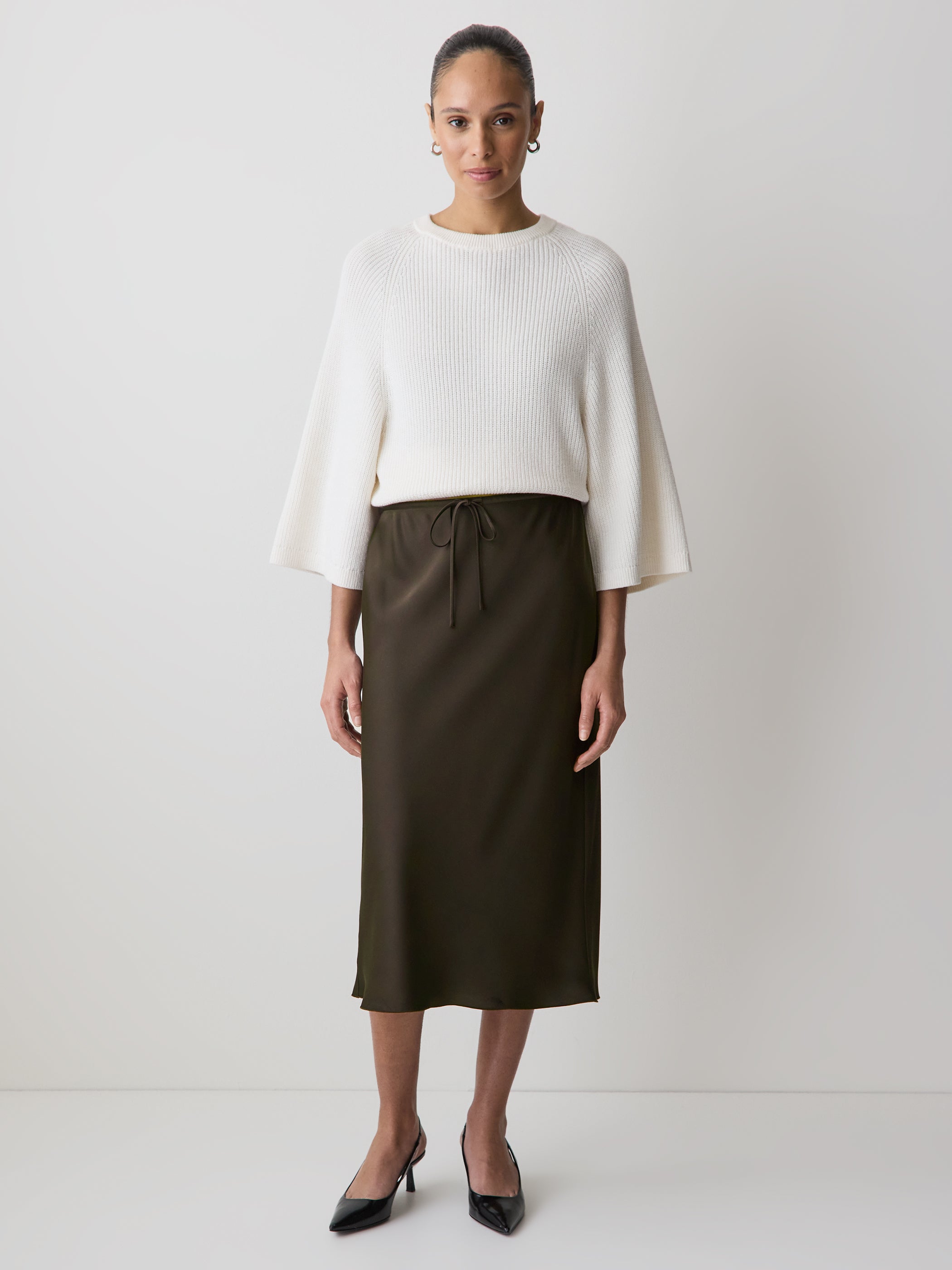 Jupe Midi Droite à Taille Haute