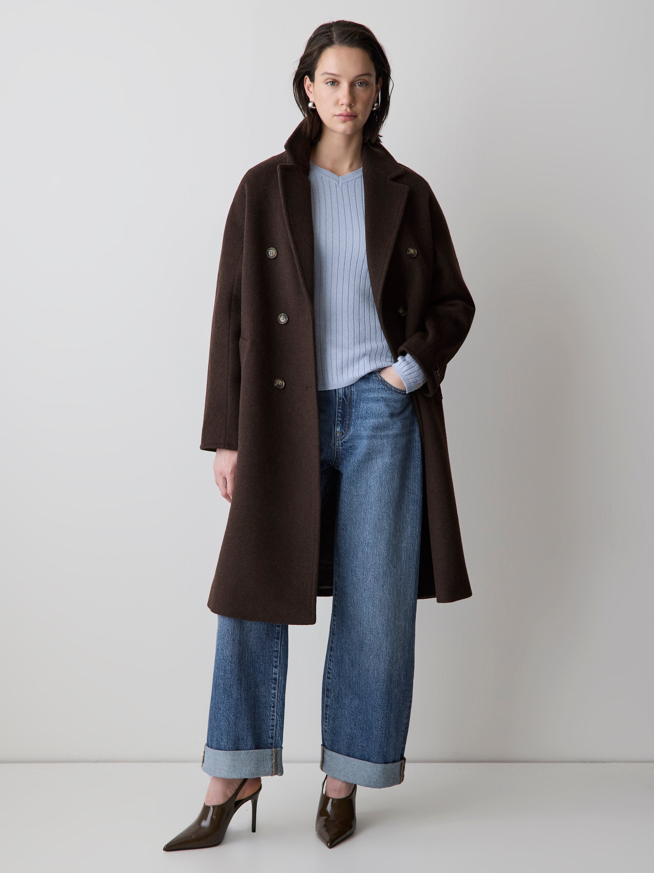 V-Neck Sweater with Buttons on Sleeves