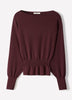 Ladies Knit Sweater Cinched Waist Boat Neck Cotton Blend