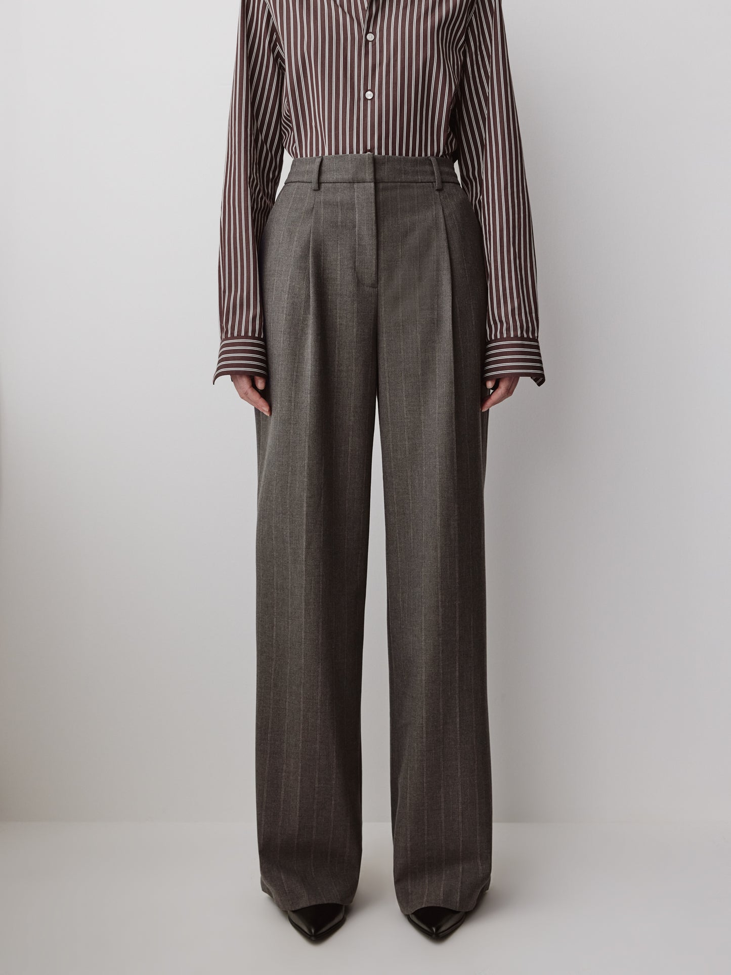 Wide Leg High Rise Stretch Woven Pant
