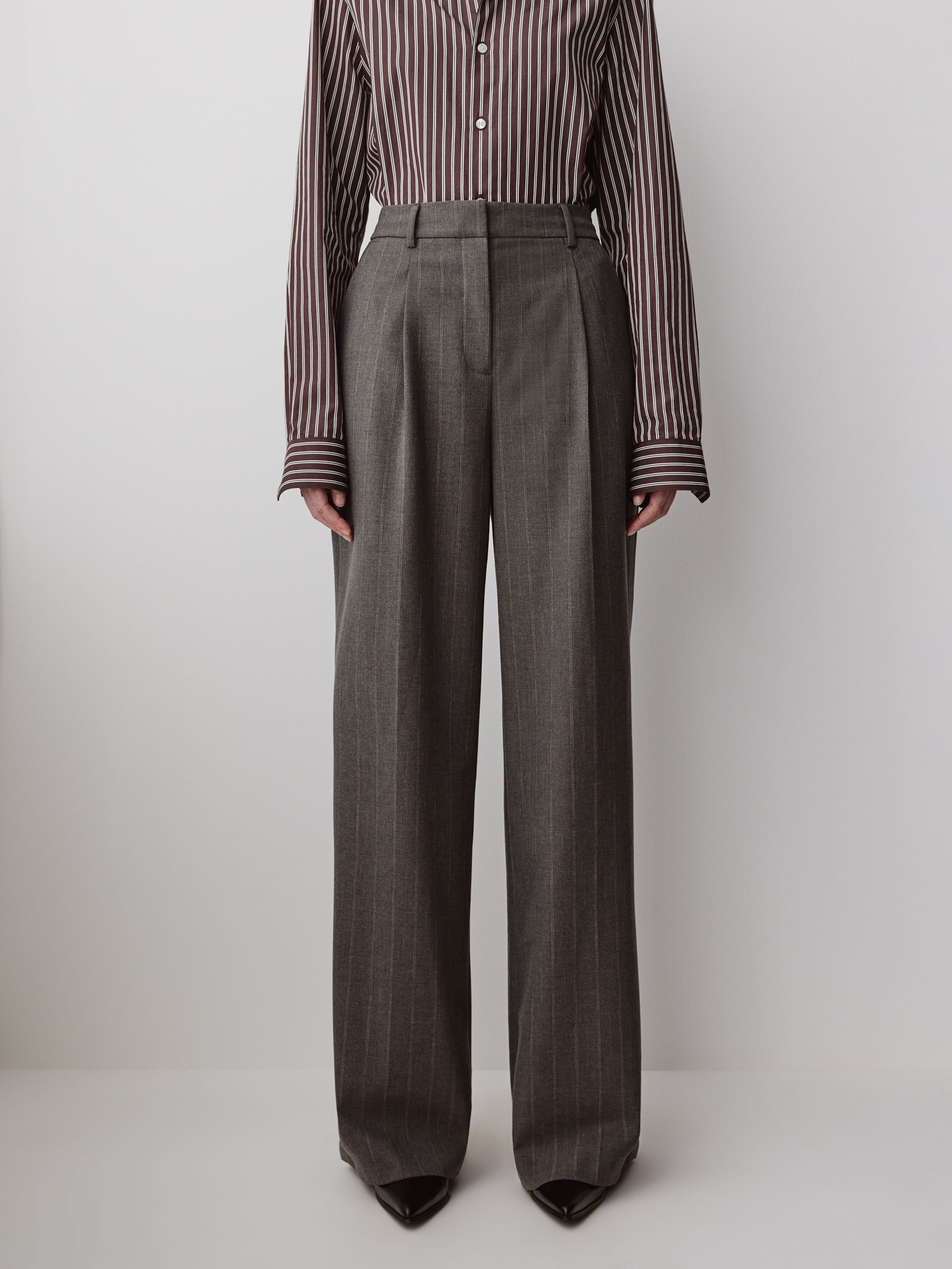 Wide Leg High Rise Stretch Woven Pant