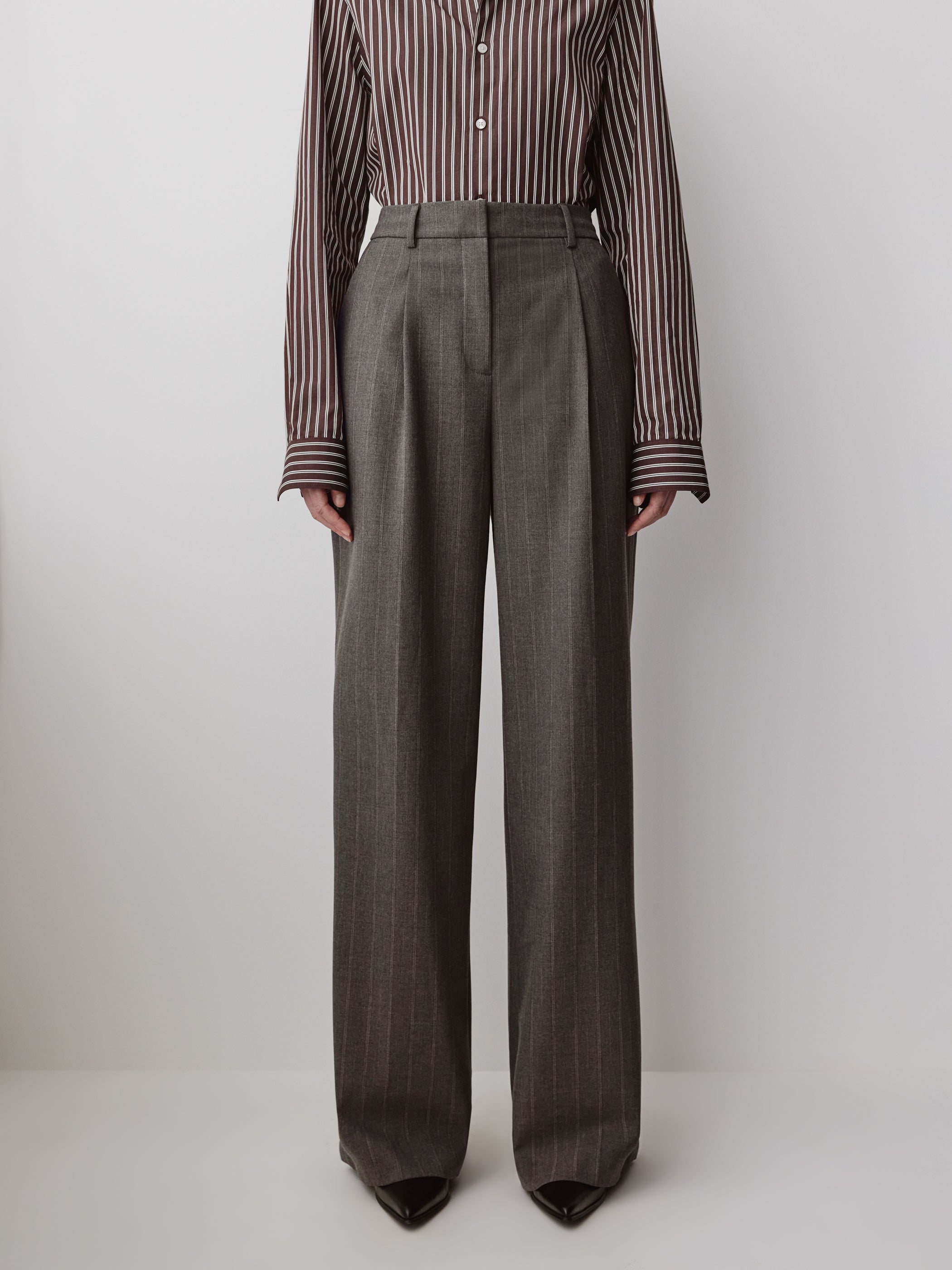 Wide Leg High Rise Stretch Woven Pant