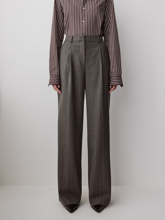Wide Leg High Rise Stretch Woven Pant