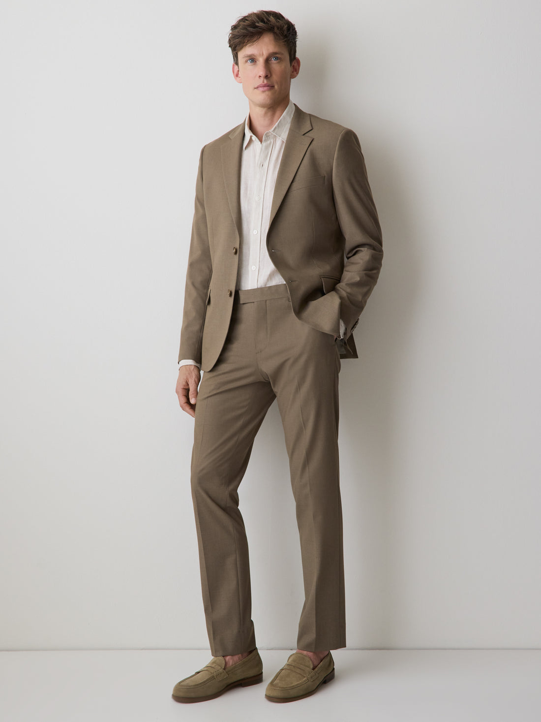 Men's Slim-Fit Dark Beige Suit Pant – RW&CO