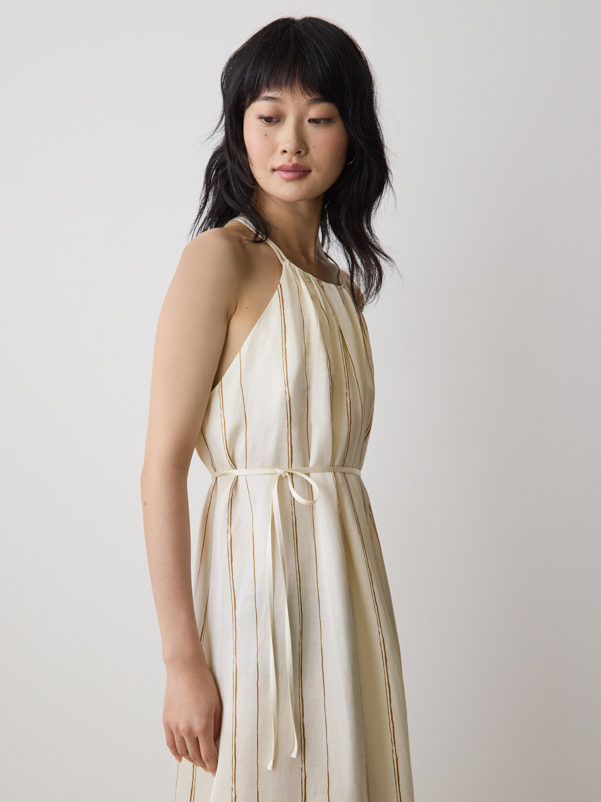 Women's Sleeveless Halter-Neck Midi Dress Linen Blend RW&CO Women's Sleeveless Halter-Neck Midi Dress Linen Blend RW&CO