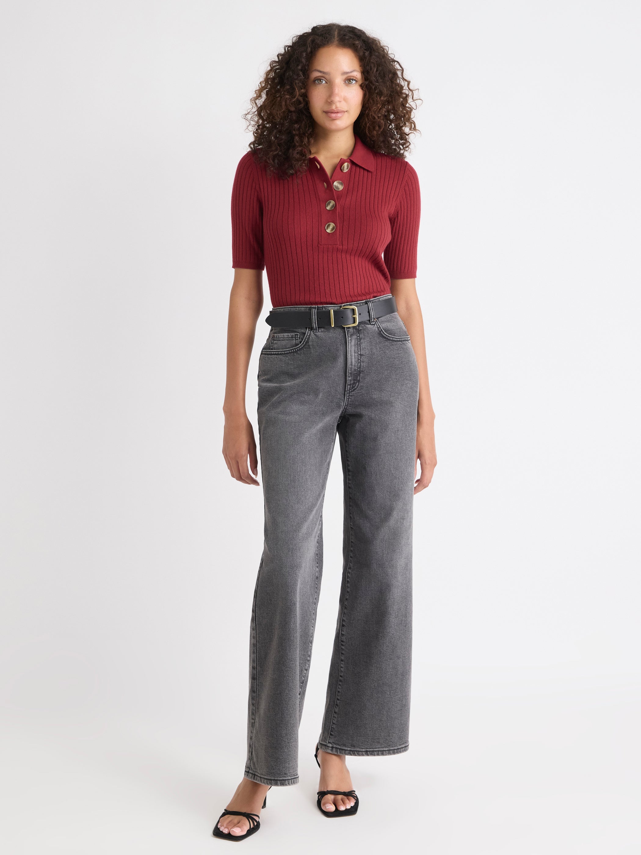 Pull Polo Côtelé à Manches aux Coudes