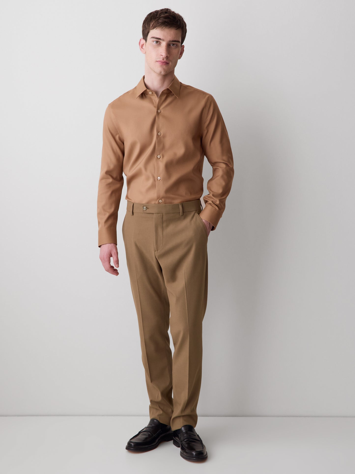 Slim Fit Solid Twill Dress Shirt