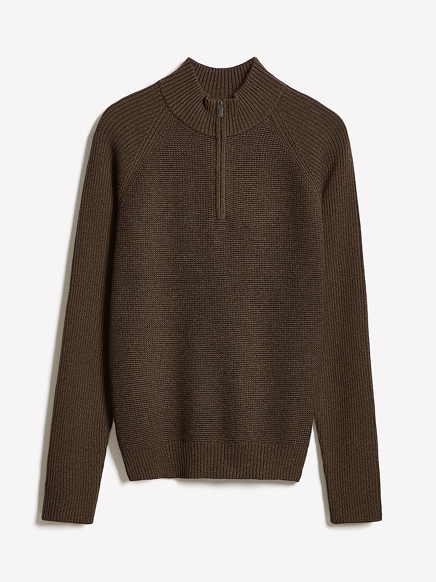 Pull à Col Montant Zippé et Manches Longues