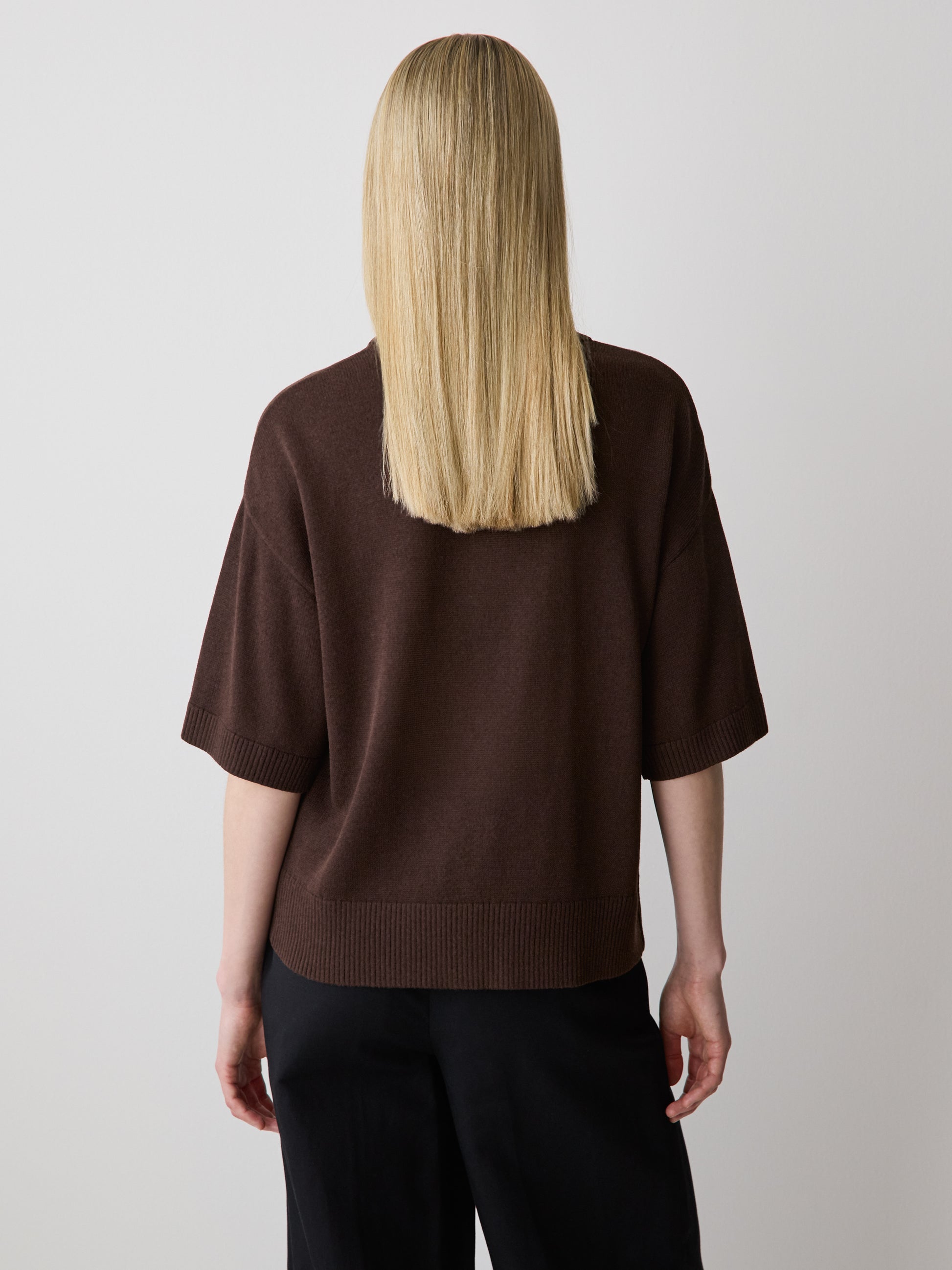 Short-Sleeve Crew-Neck Boxy Sweater