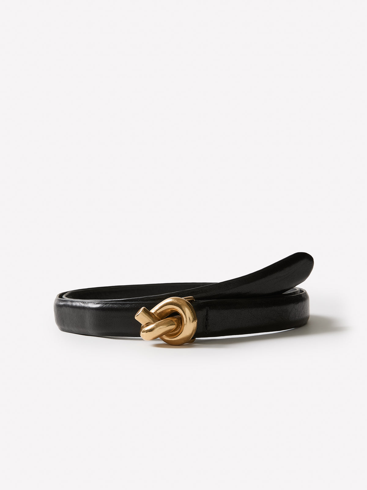 Slim Fit Leather Belt with Knotted Buckle