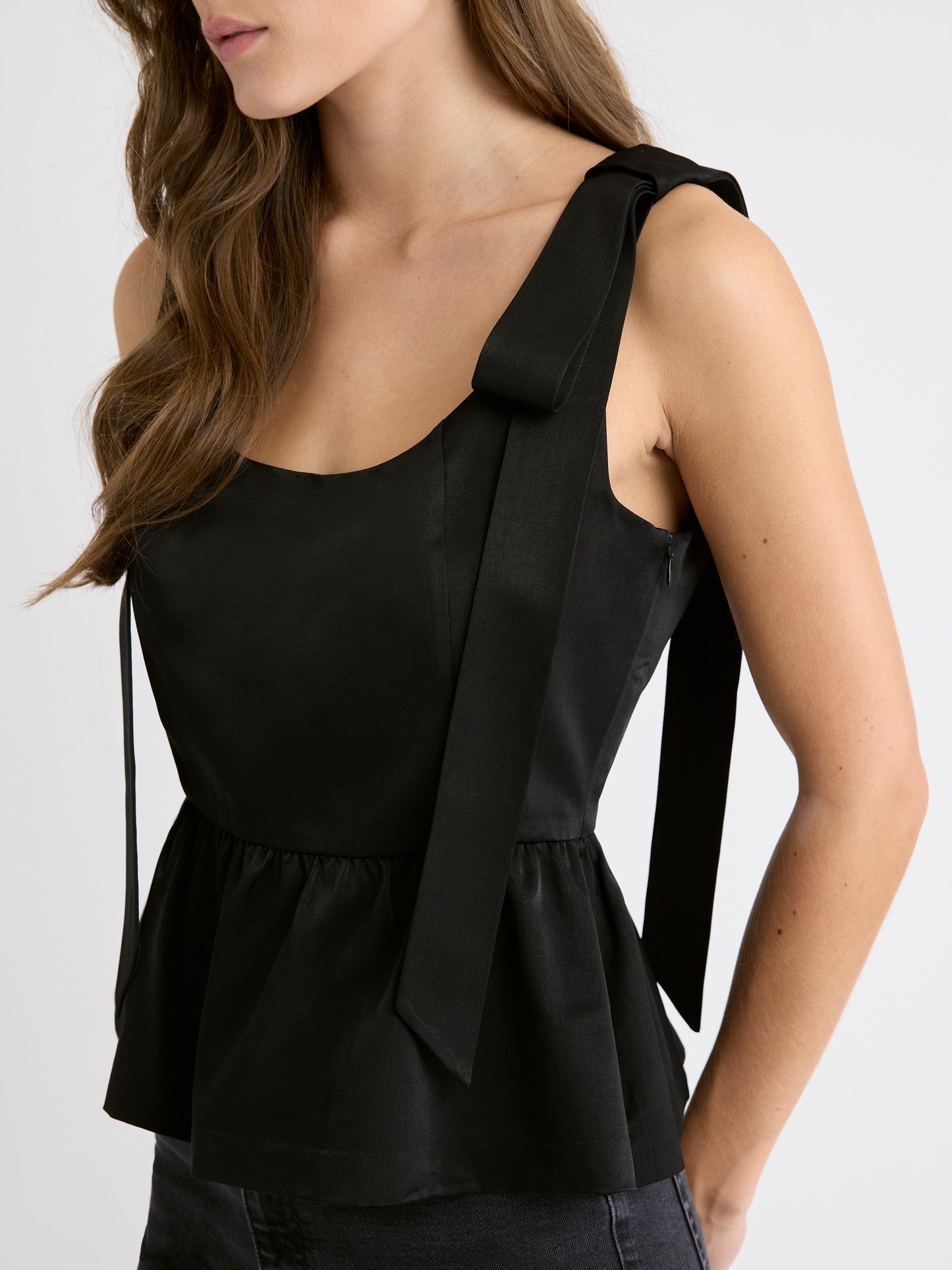 Blouse Péplum Sans Manches à Col en U