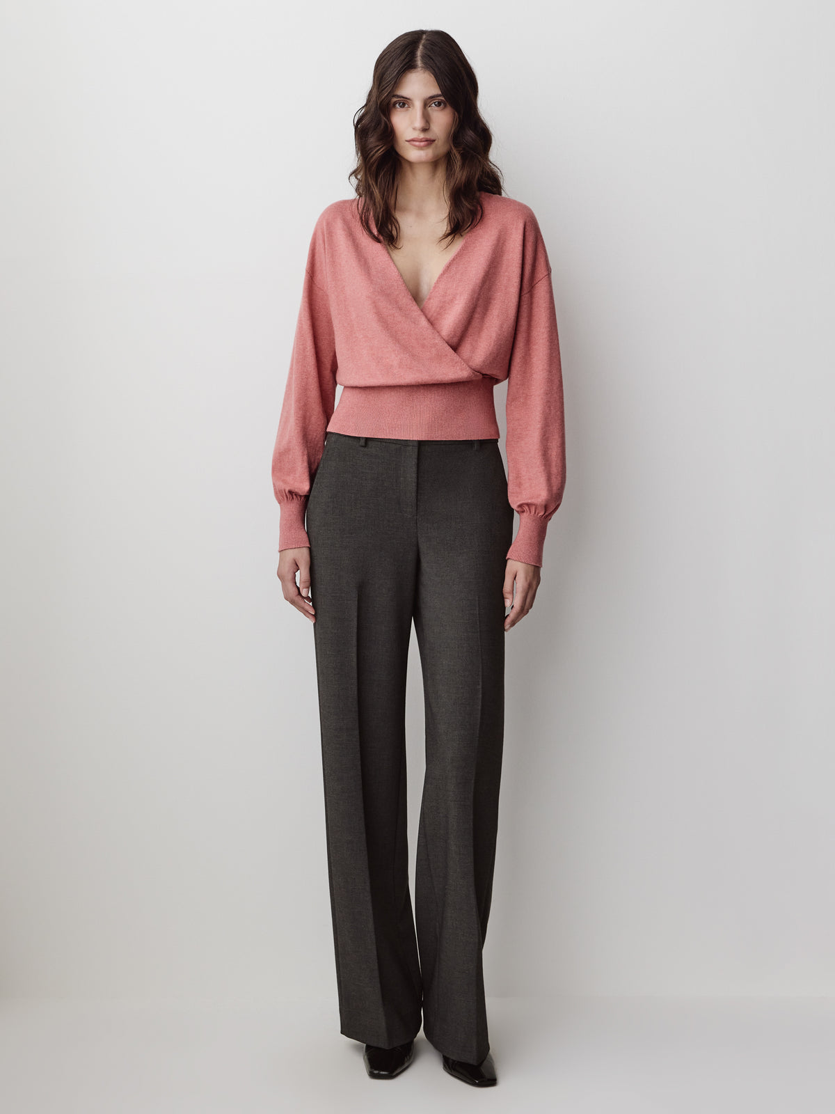 Crossover Pull Cotton Blend Sweater