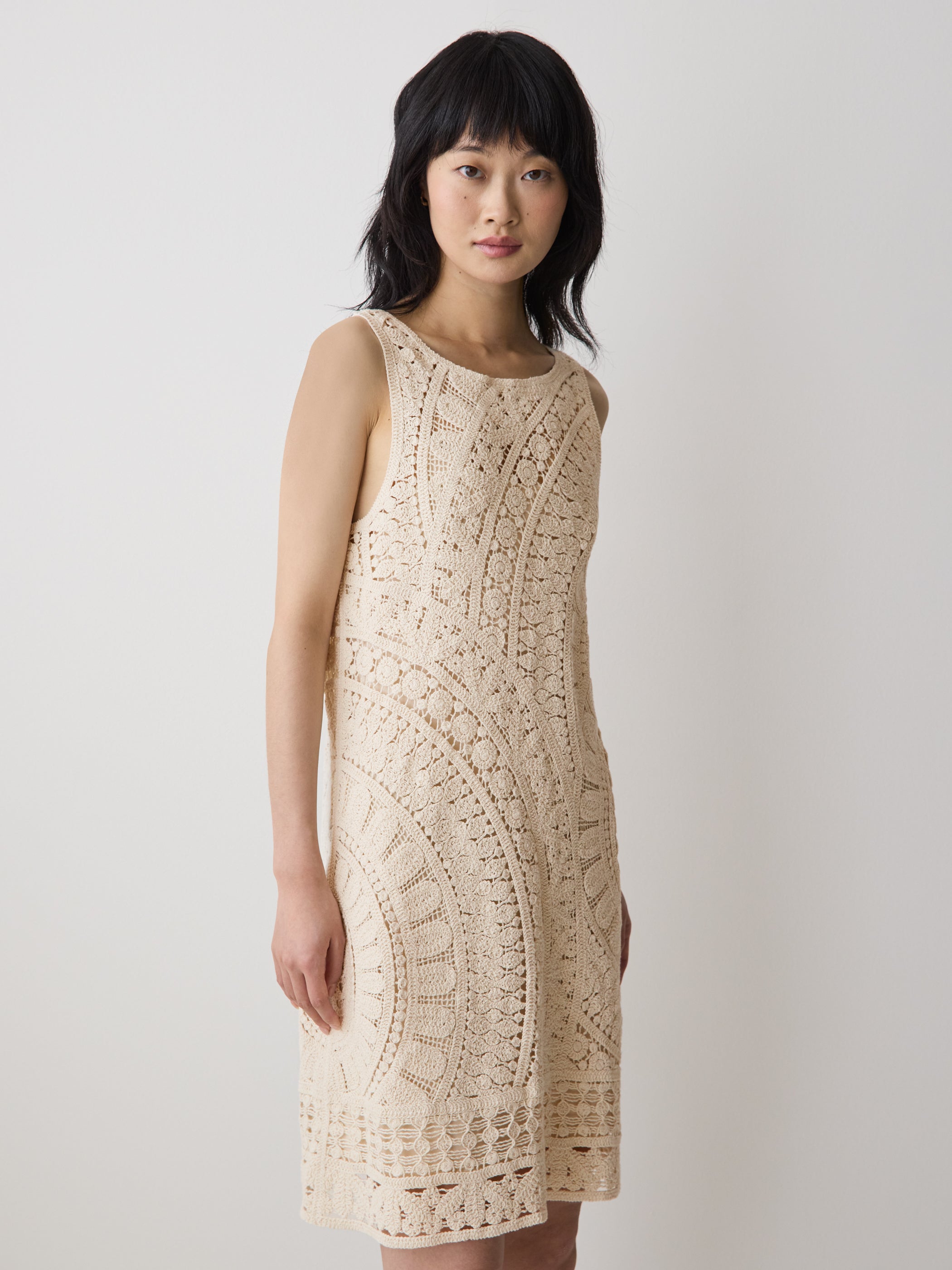 Sleeveless Crochet Mini Dress
