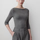 Knit Pullover Boat Neck 3/4 Sleeve
