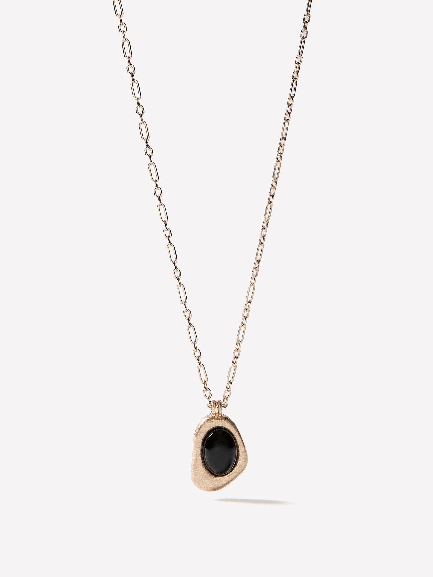 Pendant Necklace with Semi-Precious Stone, Metal Finish