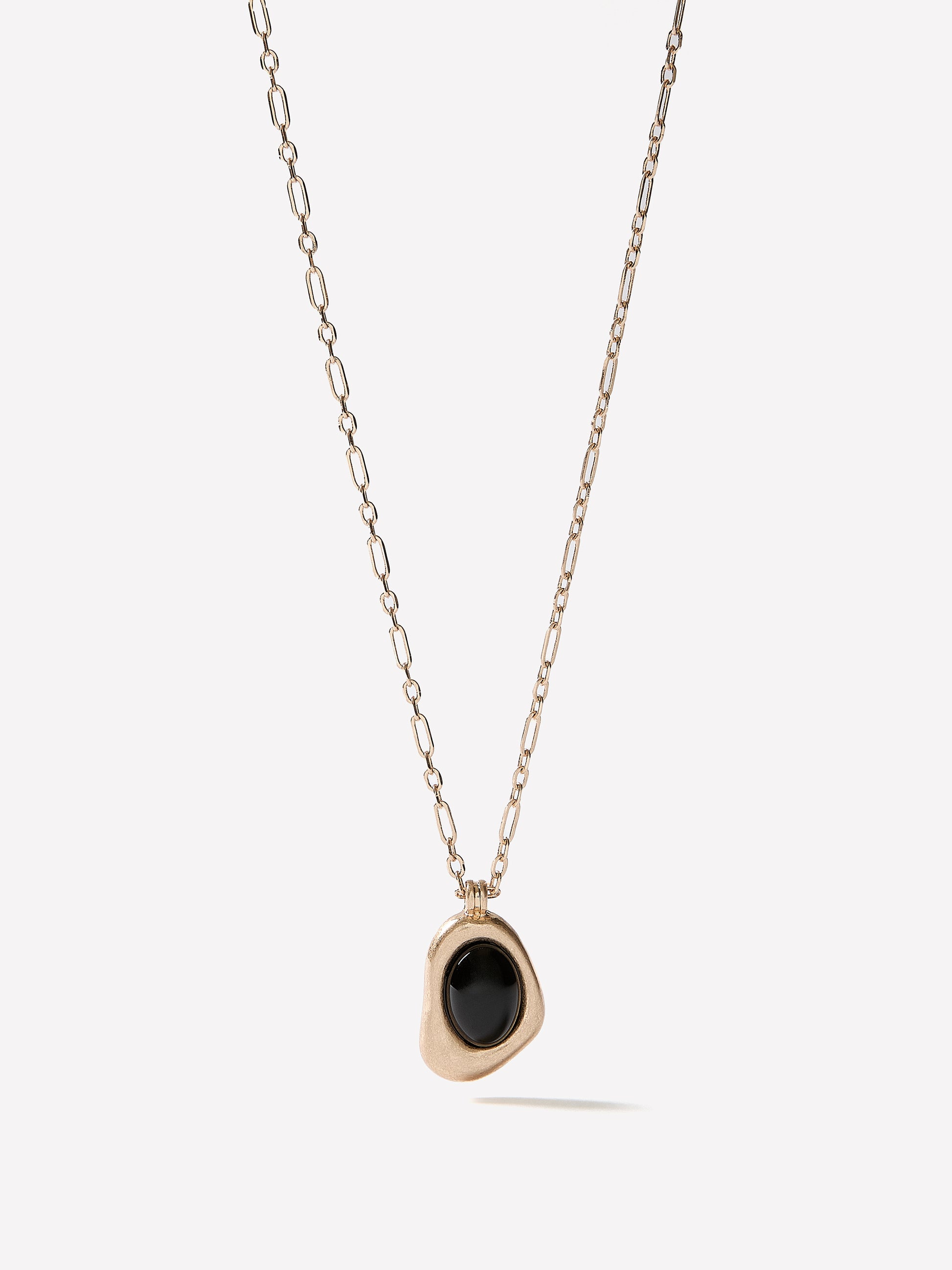 Pendant Necklace with Semi-Precious Stone, Metal Finish