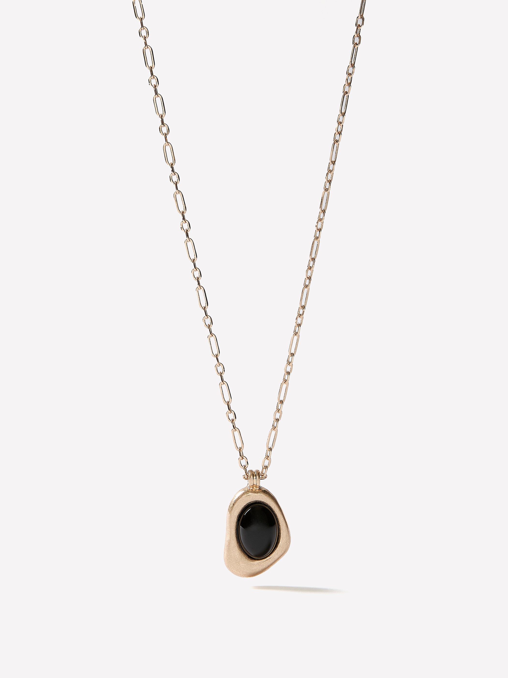 Pendant Necklace with Semi-Precious Stone, Metal Finish