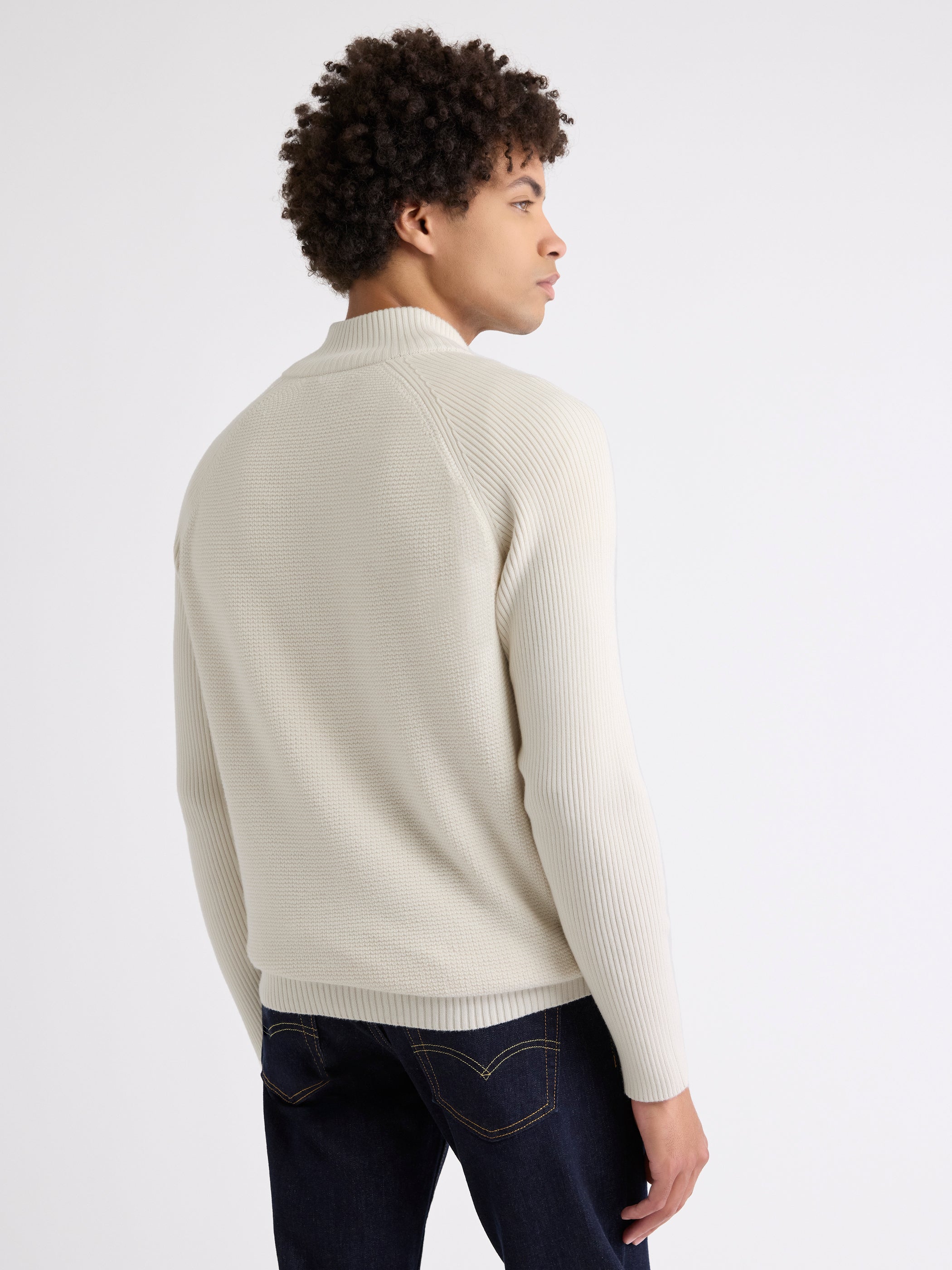 Long-Sleeve Half-Zip Mock-Neck Sweater