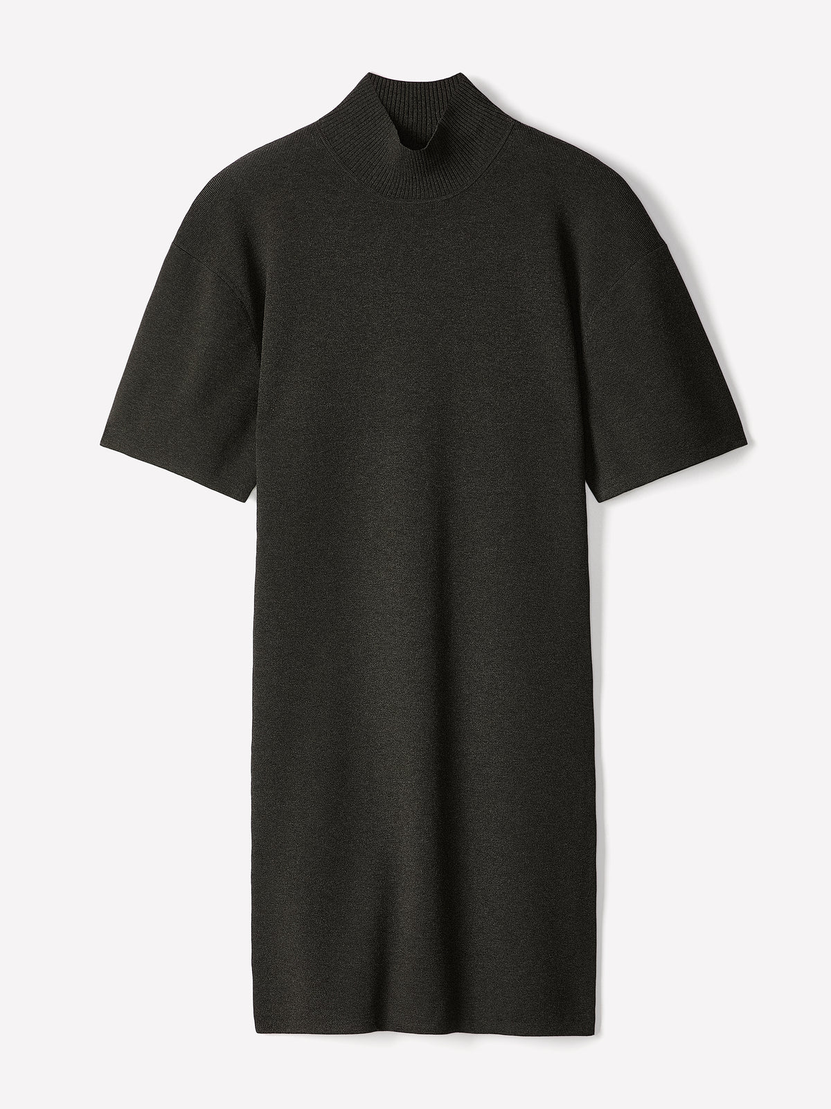 Short-Sleeve Mock-Neck Mini Sweater Dress