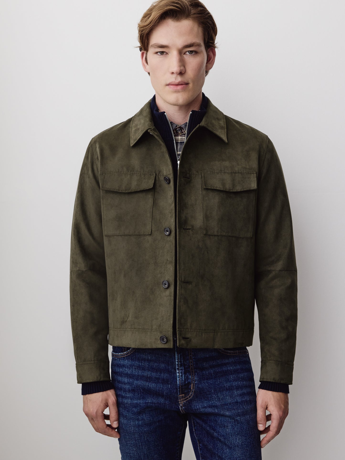 Woven Faux Suede Shacket Jacket